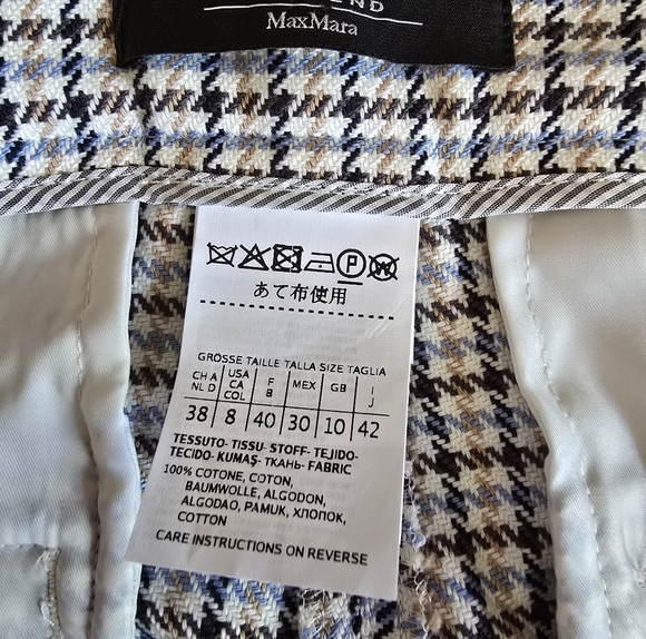 Weekend Max Mara Baiardo Houndstooth Frayed Hem Cropped Pants Size 8 - Picture 14 of 16
